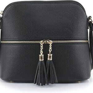 Lunar Lightweight Medium Dome Crossbody Bag Shoulder Bag with Tassel | Zipper Po
